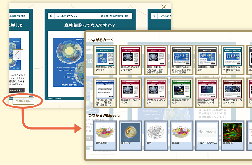 「人間の生命科学テキスト」クルーズ版の機能説明(関連情報へのリンク)